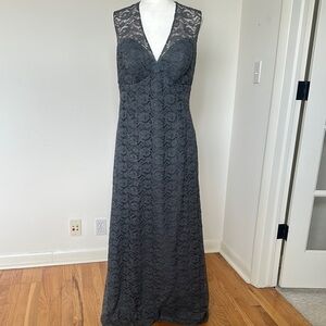 Elegant Gray Lace Maxi Dress